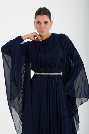 Kotor Lacivert Abiye Elbise