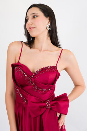 RUBY Bordo Abiye Elbise