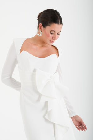 OPULENT Beyaz Abiye Elbise