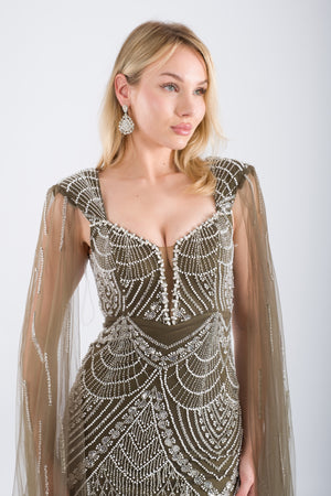 ELVARIN Haki Abiye Elbise