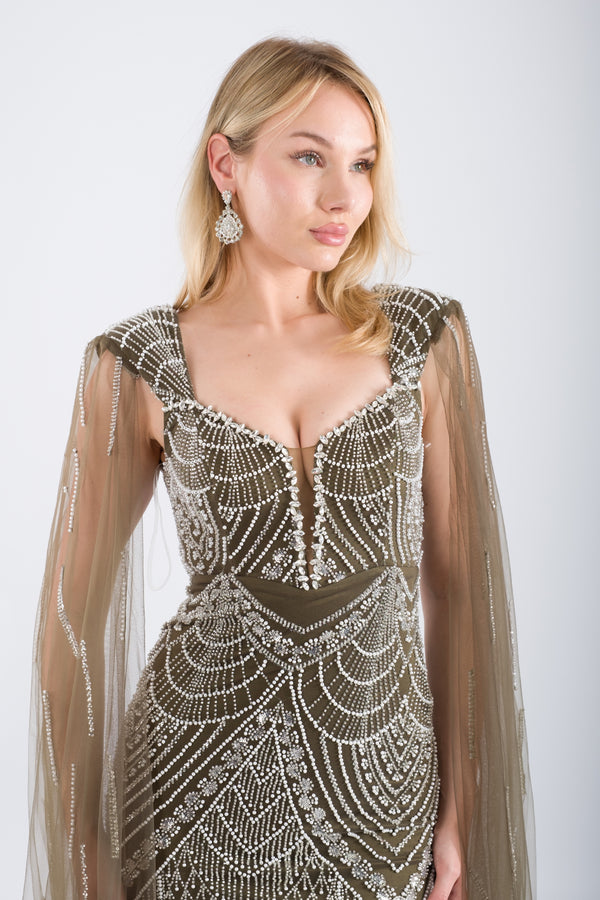 ELVARIN Haki Abiye Elbise