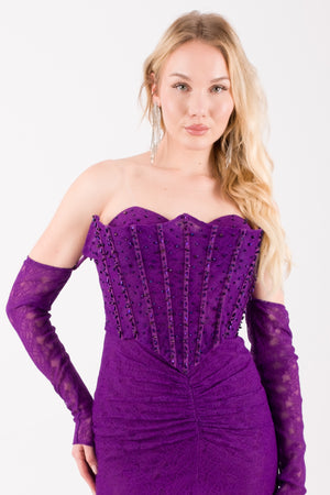 VIRENZA Mor Abiye Elbise