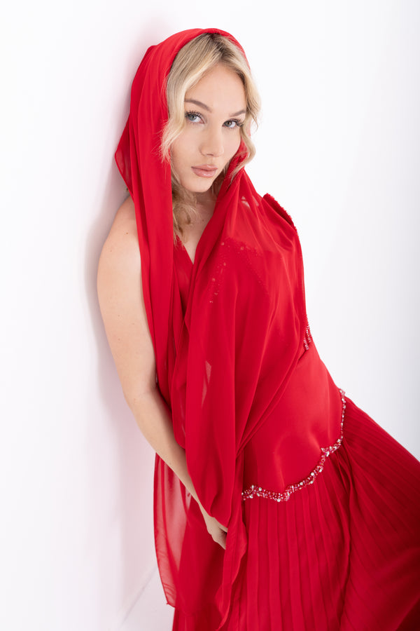 MORVEXA Kırmızı Abiye Elbise