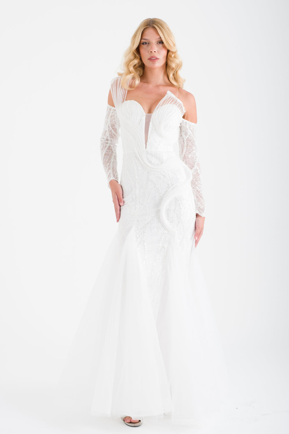 PERAST Beyaz Abiye Elbise