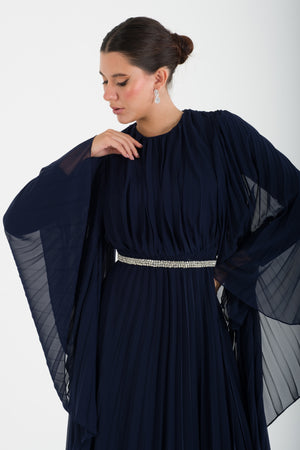 Kotor Lacivert Abiye Elbise