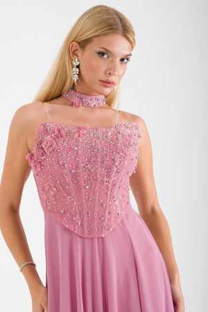 SUSİN Pudra Abiye Elbise