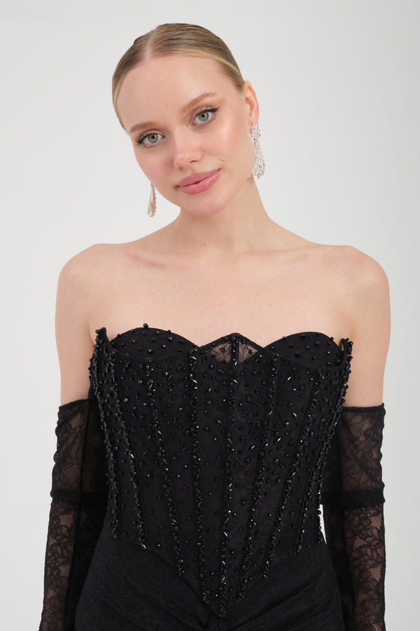 DUYZA SİYAH Abiye Elbise