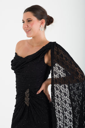 TARVINA Siyah Abiye Elbise