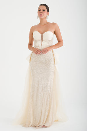 NAFPLİO Bej Abiye Elbise