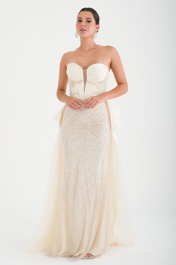 NAFPLİO Bej Abiye Elbise