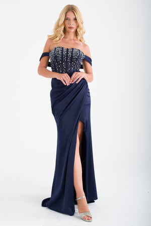 AGAETE Lacivert Abiye Elbise