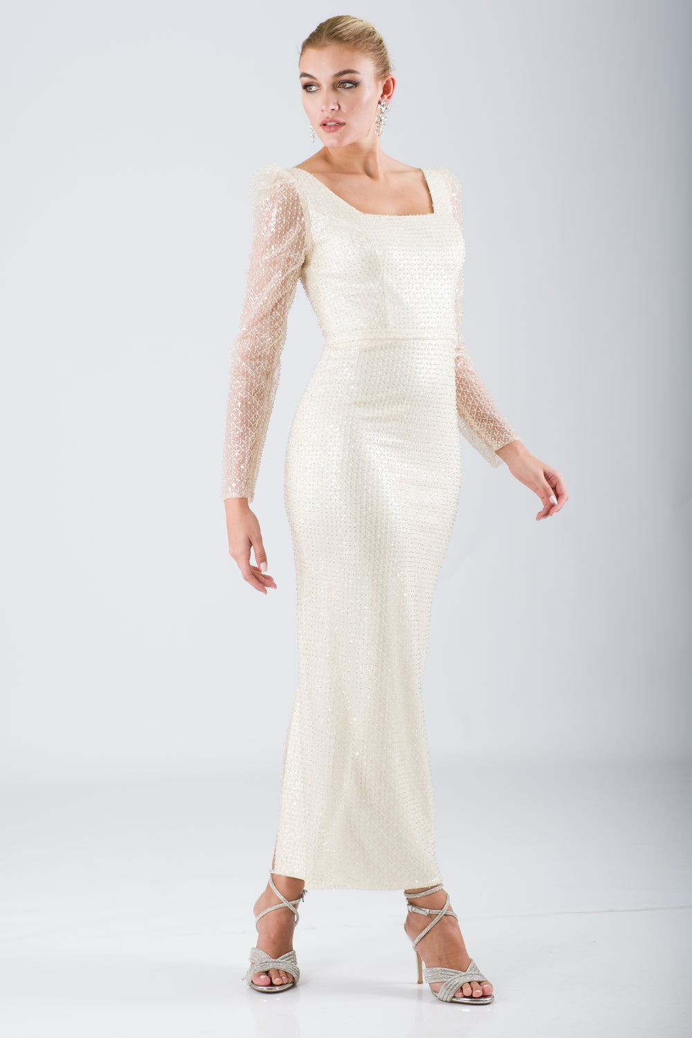 GURUH Ekru Abiye Elbise