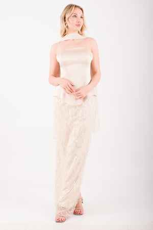 LISBON Bej Abiye Elbise