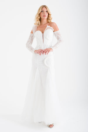 PERAST Beyaz Abiye Elbise