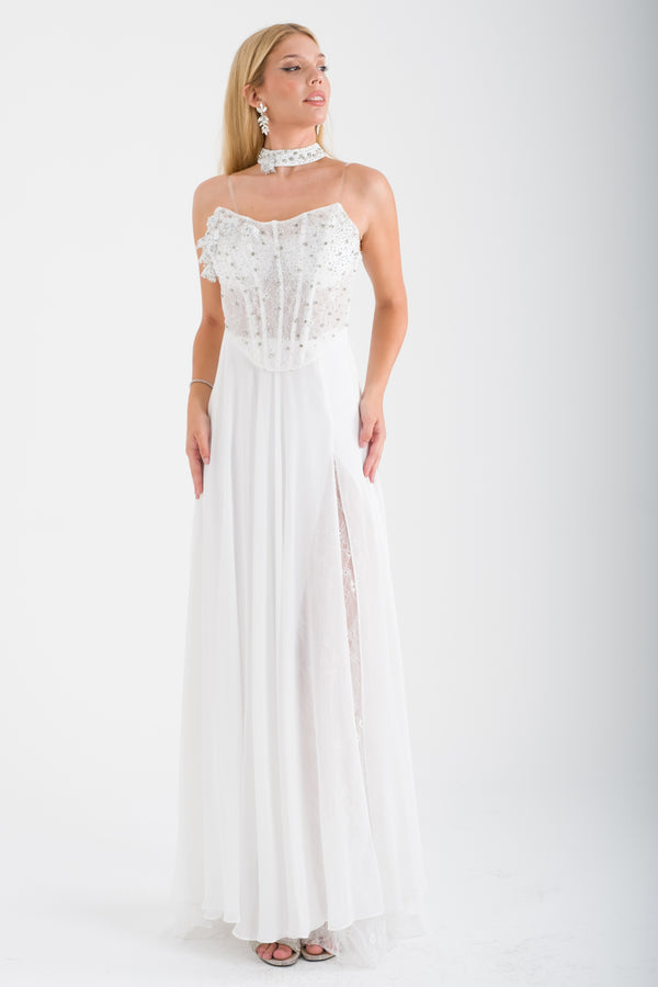 SUSİN Ekru Abiye Elbise