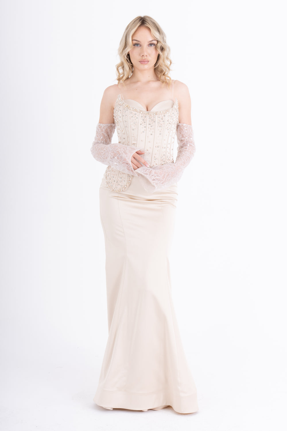 AURELİTH Bej Abiye Elbise