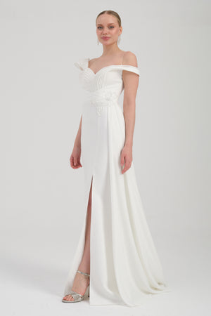 ORALYA Beyaz Abiye Elbise