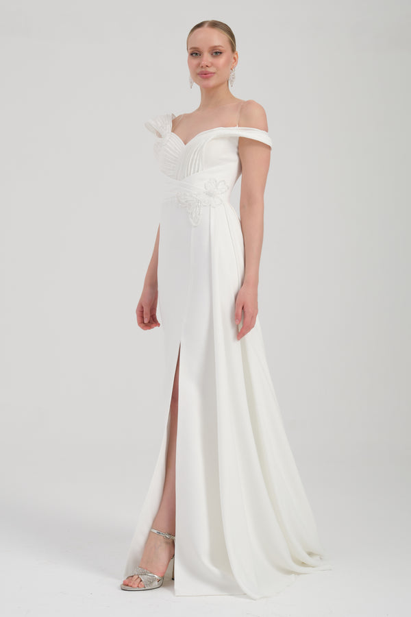 ORALYA Beyaz Abiye Elbise