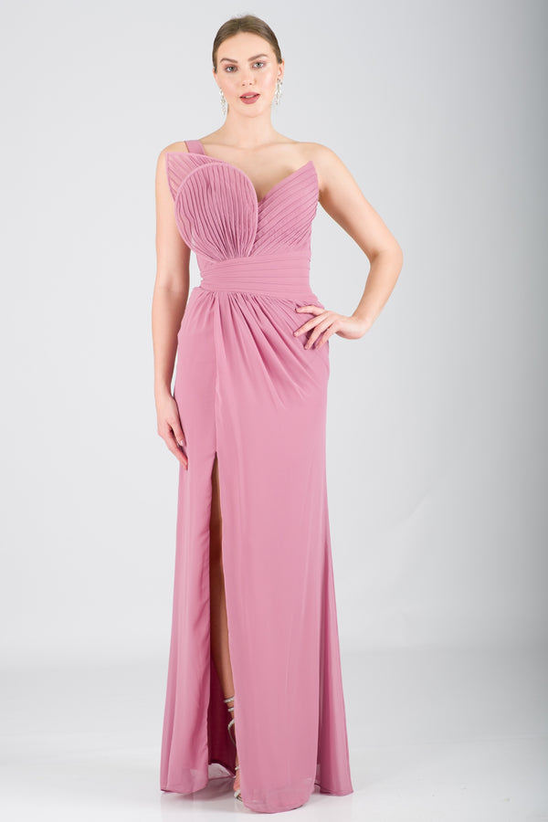 EDİTH Gül Kurusu Abiye Elbise