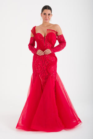 PERAST Kırmızı Abiye Elbise