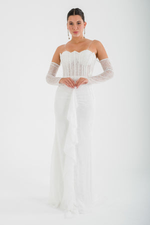 DUYZA Ekru Abiye Elbise