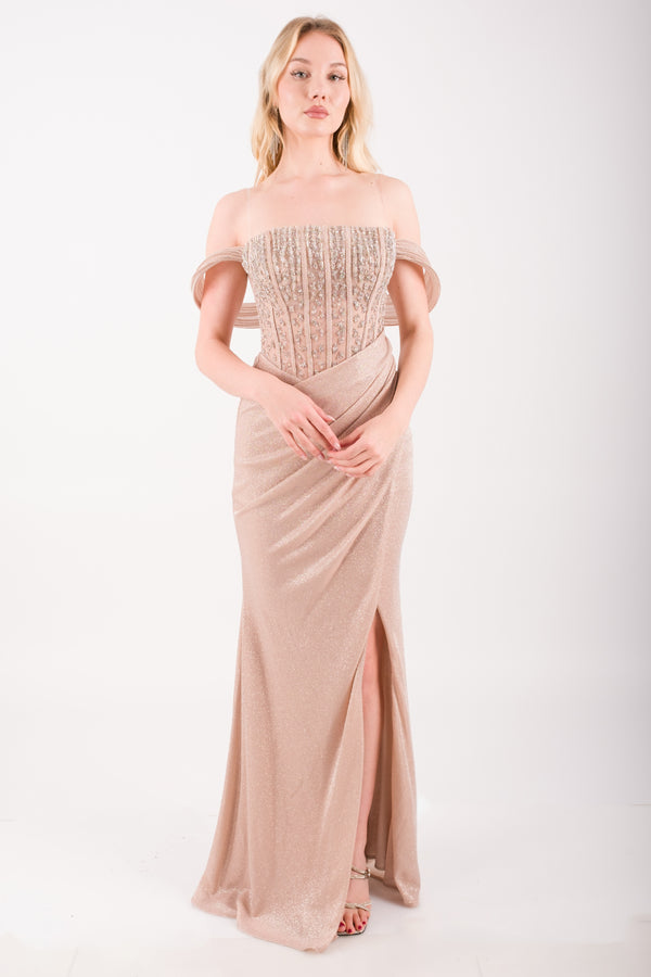 APRİL Gold Abiye Elbise