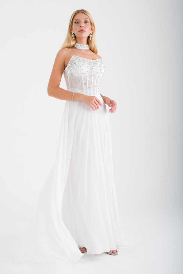 SUSİN Ekru Abiye Elbise