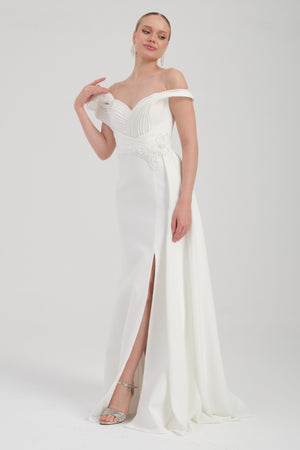 ORALYA Beyaz Abiye Elbise