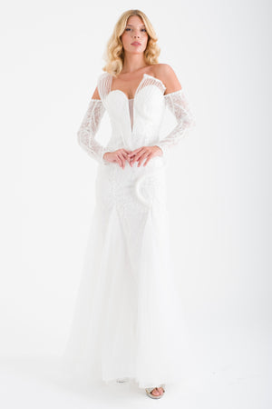 PERAST Beyaz Abiye Elbise