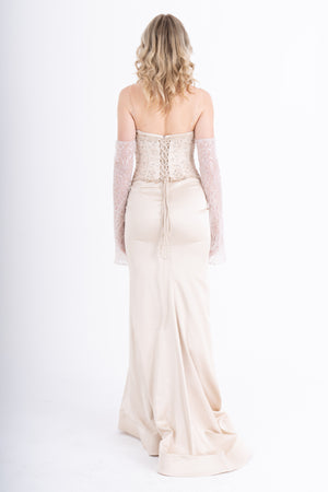 AURELİTH Bej Abiye Elbise