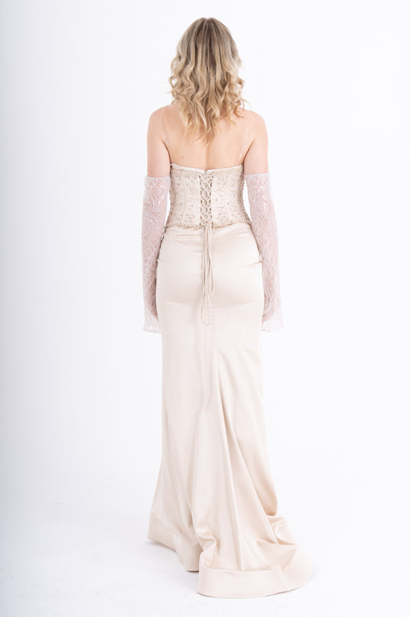 AURELİTH Bej Abiye Elbise