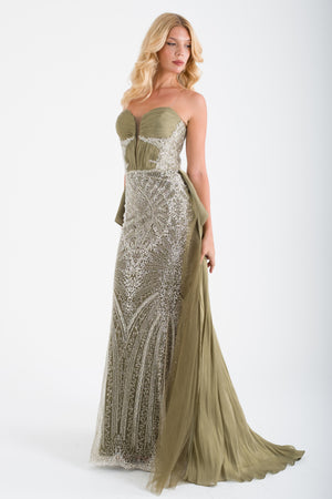 NAFPLİO Haki Abiye Elbise