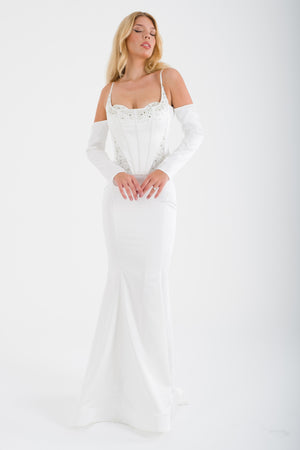 LATUFU Ekru Abiye Elbise