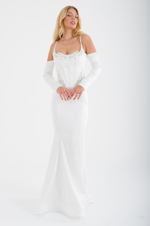 LATUFU Ekru Abiye Elbise