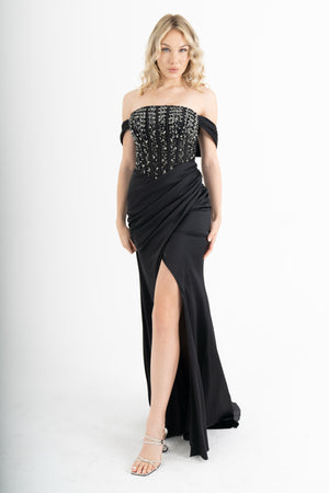 AGAETE Siyah Abiye Elbise