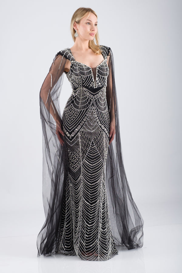 ELVARIN Siyah Abiye Elbise