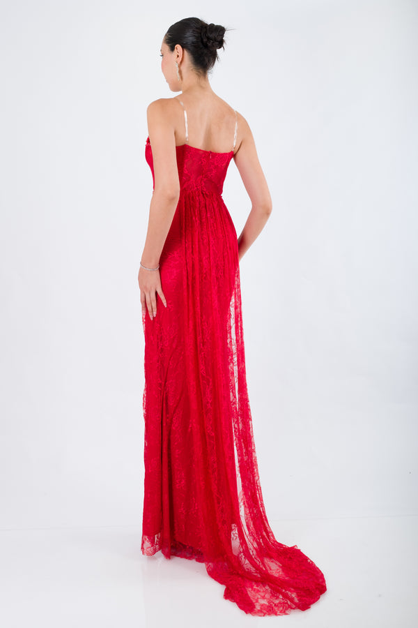 LUREX Kırmızı Abiye Elbise