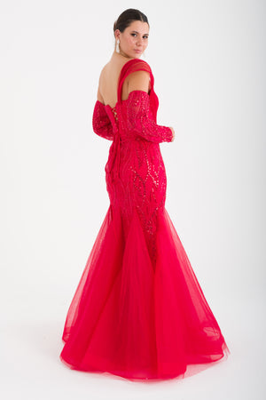 PERAST Kırmızı Abiye Elbise