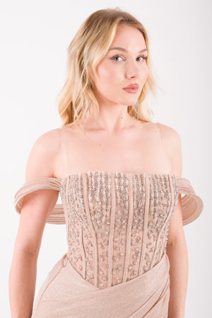 APRİL Gold Abiye Elbise