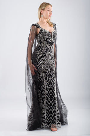 ELVARIN Siyah Abiye Elbise