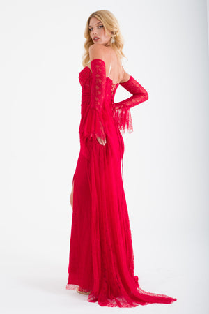 PLODİV Kırmızı Abiye Elbise
