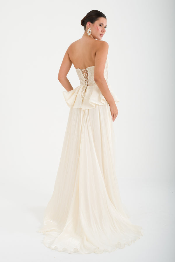 NAFPLİO Bej Abiye Elbise