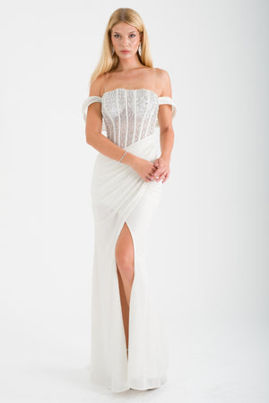 APRİL Ekru Abiye Elbise