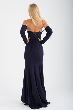 VARDZİA Lacivert Abiye Elbise