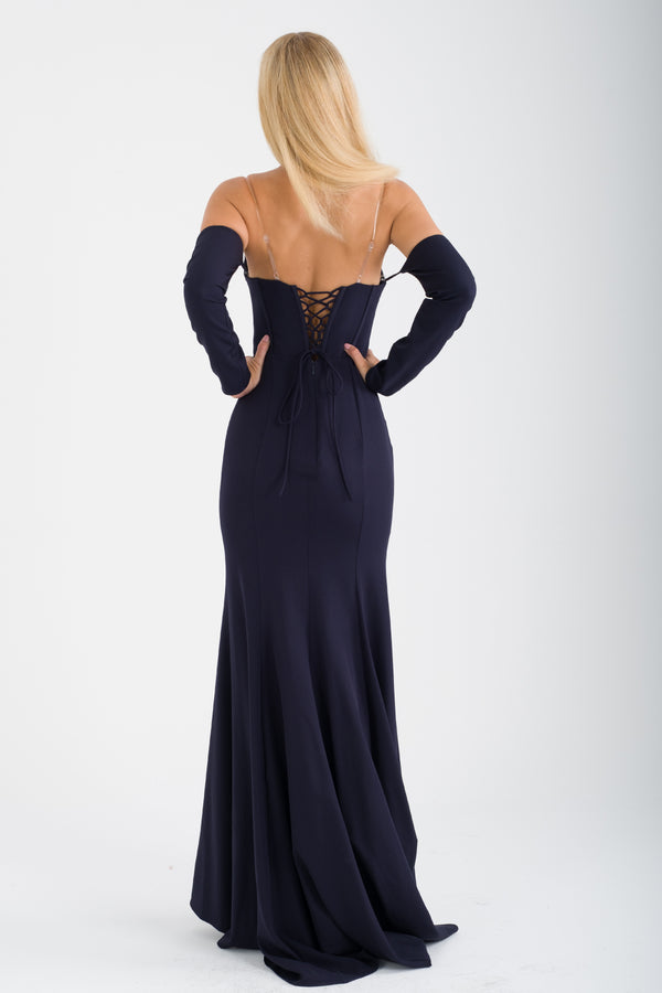 VARDZİA Lacivert Abiye Elbise