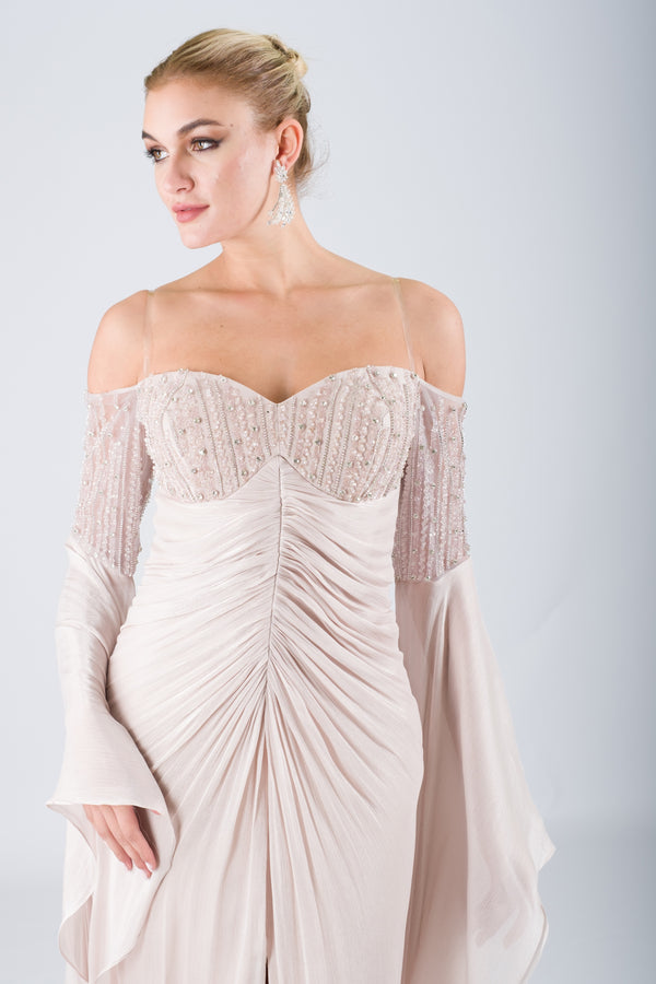 AURORA Bej Abiye Elbise