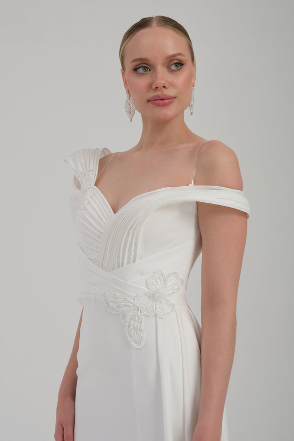 ORALYA Beyaz Abiye Elbise