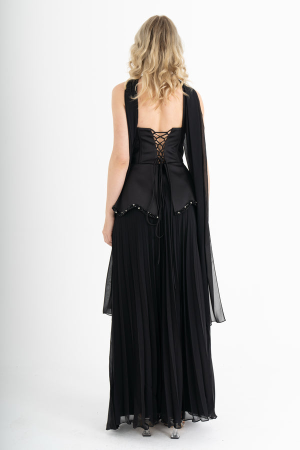 MORVEXA Siyah Abiye Elbise