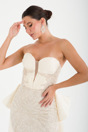 NAFPLİO Bej Abiye Elbise