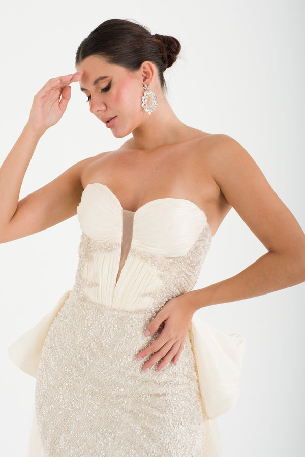 NAFPLİO Bej Abiye Elbise